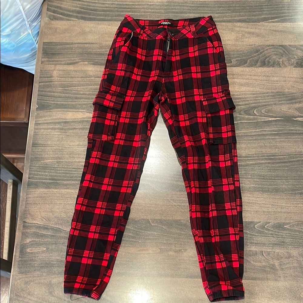 American Bazi Red and Black Plaid Pants